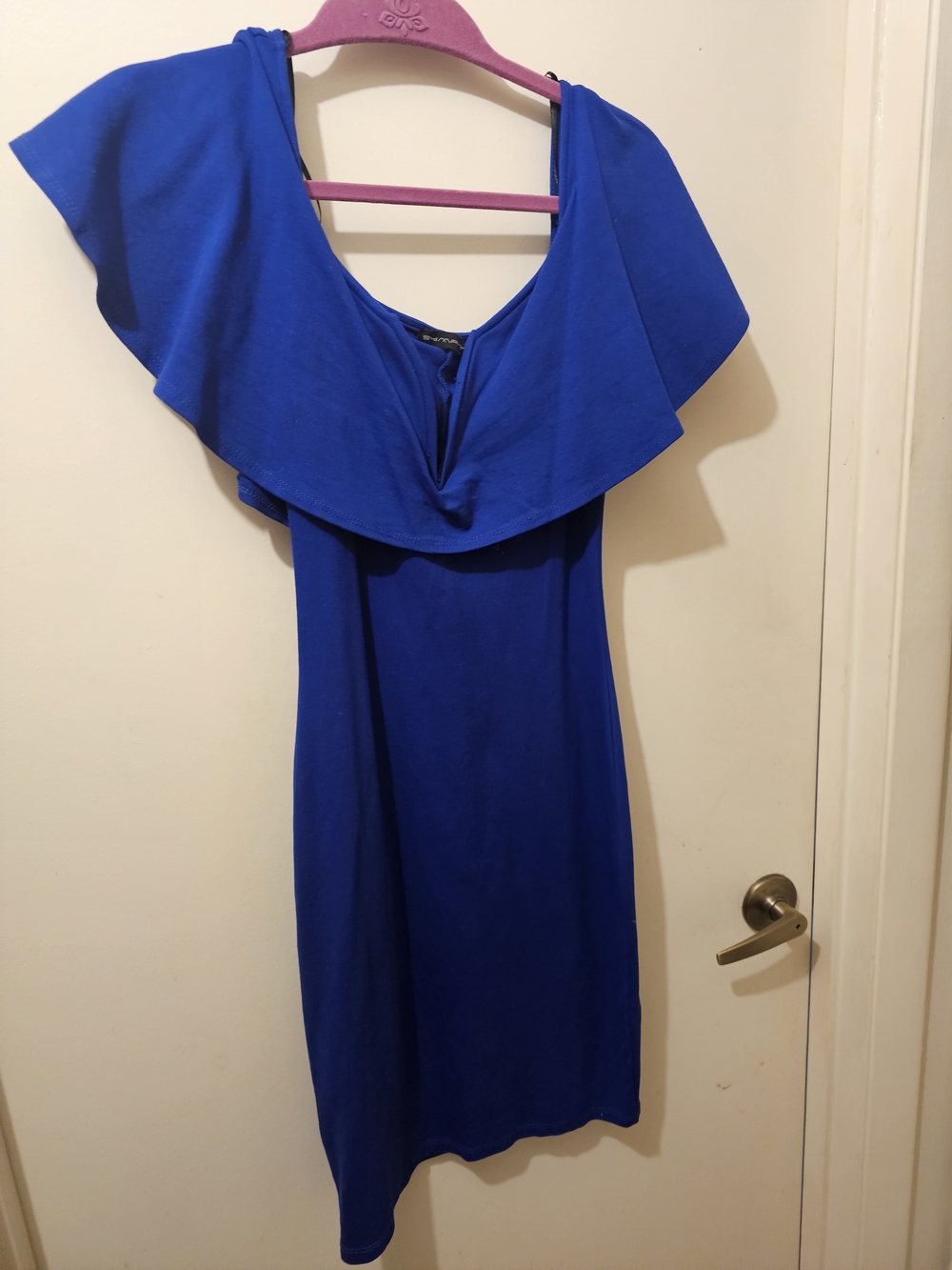 Royal Blue Off-Shoulder Ruffle Dress